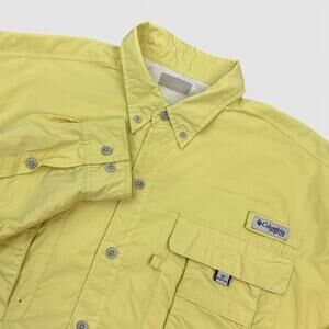Columbia PFG Omni-Shade Shirt Mens Size 2XL XXL Yellow Long Sleeve Vented Fish